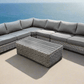 CIEUX Champagne 2 Piece Outdoor Patio Wicker L Shaped Sectional Sofa and Coffee Table Set in Grey with Sunbrella Cushions, image 2