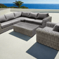 CIEUX Sectional Champagne 3 Piece Outdoor Patio Wicker Corner Sectional Sofa, Coffee Table and Club Chair Set in Grey with Sunbrella Cushions - Available in 2 Colours