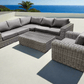 CIEUX Champagne 3 Piece Outdoor Patio Wicker Corner Sectional Sofa, Coffee Table and Club Chair Set in Grey with Sunbrella Cushions, image 9