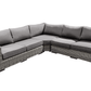 CIEUX Champagne 3 Piece Outdoor Patio Wicker Corner Sectional Sofa, Coffee Table and Club Chair Set in Grey with Sunbrella Cushions, image 11
