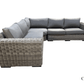 CIEUX Champagne 3 Piece Outdoor Patio Wicker Corner Sectional Sofa, Coffee Table and Club Chair Set in Grey with Sunbrella Cushions, image 5