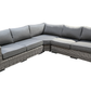CIEUX Champagne Outdoor Patio Wicker Corner Sectional Sofa in Grey with Sunbrella Cushions, image 3