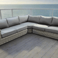 CIEUX Champagne Outdoor Patio Wicker Corner Sectional Sofa in Grey with Sunbrella Cushions, image 2