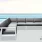 CIEUX Corsica Outdoor Patio Aluminum Metal L Shaped Sectional Sofa in White with Sunbrella Cushions, image 1