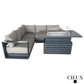CIEUX Lyon 2 Piece Outdoor Patio Aluminum Metal Corner Sectional and Alsace Fire Pit Adjustable Height Table in Midnight Grey with Sunbrella Cushions, image 15