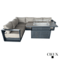 CIEUX Lyon 2 Piece Outdoor Patio Aluminum Metal L Shaped Sectional and Alsace Fire Pit Adjustable Height Table in Midnight Grey with Sunbrella Cushions, image 13
