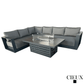 CIEUX Lyon 2 Piece Outdoor Patio Aluminum Metal L Shaped Sectional and Alsace Fire Pit Adjustable Height Table in Midnight Grey with Sunbrella Cushions in Canvas Charcoal, image 2