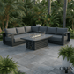 CIEUX Lyon 2 Piece Outdoor Patio Aluminum Metal L Shaped Sectional and Alsace Fire Pit Adjustable Height Table in Midnight Grey with Sunbrella Cushions in Canvas Charcoal, image 1