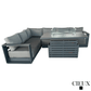 CIEUX Lyon 2 Piece Outdoor Patio Aluminum Metal L Shaped Sectional and Alsace Fire Pit Adjustable Height Table in Midnight Grey with Sunbrella Cushions in Canvas Charcoal, image 5