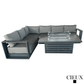 CIEUX Lyon 2 Piece Outdoor Patio Aluminum Metal L Shaped Sectional and Alsace Fire Pit Adjustable Height Table in Midnight Grey with Sunbrella Cushions in Canvas Charcoal, image 4