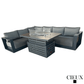 CIEUX Lyon 2 Piece Outdoor Patio Aluminum Metal L Shaped Sectional and Alsace Fire Pit Adjustable Height Table in Midnight Grey with Sunbrella Cushions in Canvas Charcoal, image 3