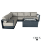 CIEUX Lyon 2 Piece Outdoor Patio Aluminum Metal L Shaped Sectional and Annency Fire Pit Coffee Table in Midnight Grey with Sunbrella Cushions, image 10