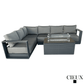 CIEUX Lyon 2 Piece Outdoor Patio Aluminum Metal L Shaped Sectional and Annency Fire Pit Coffee Table in Midnight Grey with Sunbrella Cushions in Canvas Charcoal, image 3