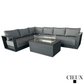 CIEUX Lyon 2 Piece Outdoor Patio Aluminum Metal L Shaped Sectional and Annency Fire Pit Coffee Table in Midnight Grey with Sunbrella Cushions in Canvas Charcoal, image 2