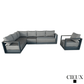 CIEUX Lyon 2 Piece Outdoor Patio Aluminum Metal L Shaped Sectional and Club Chair in Midnight Grey with Sunbrella Cushions in Canvas Charcoal, image 3