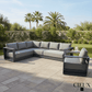 CIEUX Lyon 2 Piece Outdoor Patio Aluminum Metal L Shaped Sectional and Club Chair in Midnight Grey with Sunbrella Cushions in Canvas Charcoal, image 1