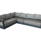 CIEUX Sectional Lyon 2 Piece Outdoor Patio Aluminum Metal L-Shaped Sectional Sofa and Coffee Table Set in Midnight Grey with Sunbrella Cushions - Available in 2 Colours