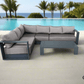 CIEUX Lyon 2 Piece Outdoor Patio Aluminum Metal L Shaped Sectional Sofa and Coffee Table Set in Midnight Grey with Sunbrella Cushions, image 7