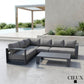 CIEUX Lyon 2 Piece Outdoor Patio Aluminum Metal L Shaped Sectional Sofa and Coffee Table Set in Midnight Grey with Sunbrella Cushions, image 1