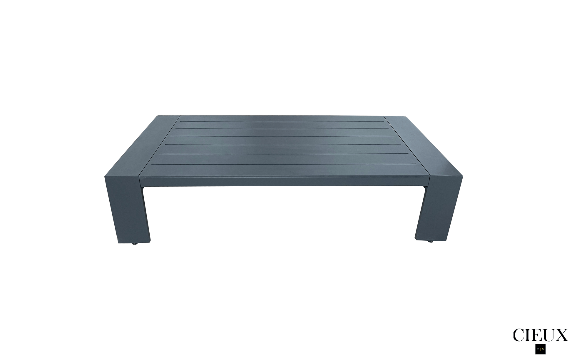 CIEUX Sectional Lyon 3 Piece Outdoor Patio Aluminum Metal L-Shaped Sectional Sofa, Coffee Table and Club Chair Set in Midnight Grey with Sunbrella Cushions - Available in 2 Colours