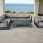 CIEUX Lyon 3 Piece Outdoor Patio Aluminum Metal L Shaped Sectional Sofa, Coffee Table and Club Chair Set in Midnight Grey with Sunbrella Cushions, image 10