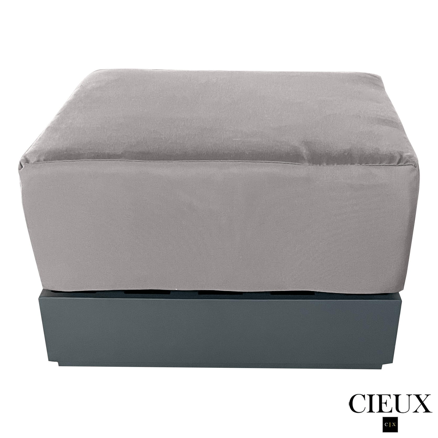 CIEUX Sectional Lyon 5 Piece Outdoor Patio Aluminum Metal L-Shaped Sectional Sofa, Club Chair, 2 Ottomans, and Coffee Table Set in Midnight Grey with Sunbrella Cushions - Available in 2 Colours