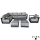CIEUX Sectional Lyon 5 Piece Outdoor Patio Aluminum Metal L-Shaped Sectional Sofa, Club Chair, 2 Ottomans, and Coffee Table Set in Midnight Grey with Sunbrella Cushions - Available in 2 Colours