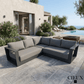 CIEUX Lyon Outdoor Patio Aluminum Metal Corner Sectional Sofa in Midnight Grey with Sunbrella Cushions, image 1