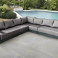 CIEUX Lyon Outdoor Patio Aluminum Metal Large Corner Sectional Sofa in Midnight Grey with Sunbrella Cushions, image 6