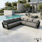 CIEUX Lyon Outdoor Patio Aluminum Metal Large Corner Sectional Sofa in Midnight Grey with Sunbrella Cushions, image 1