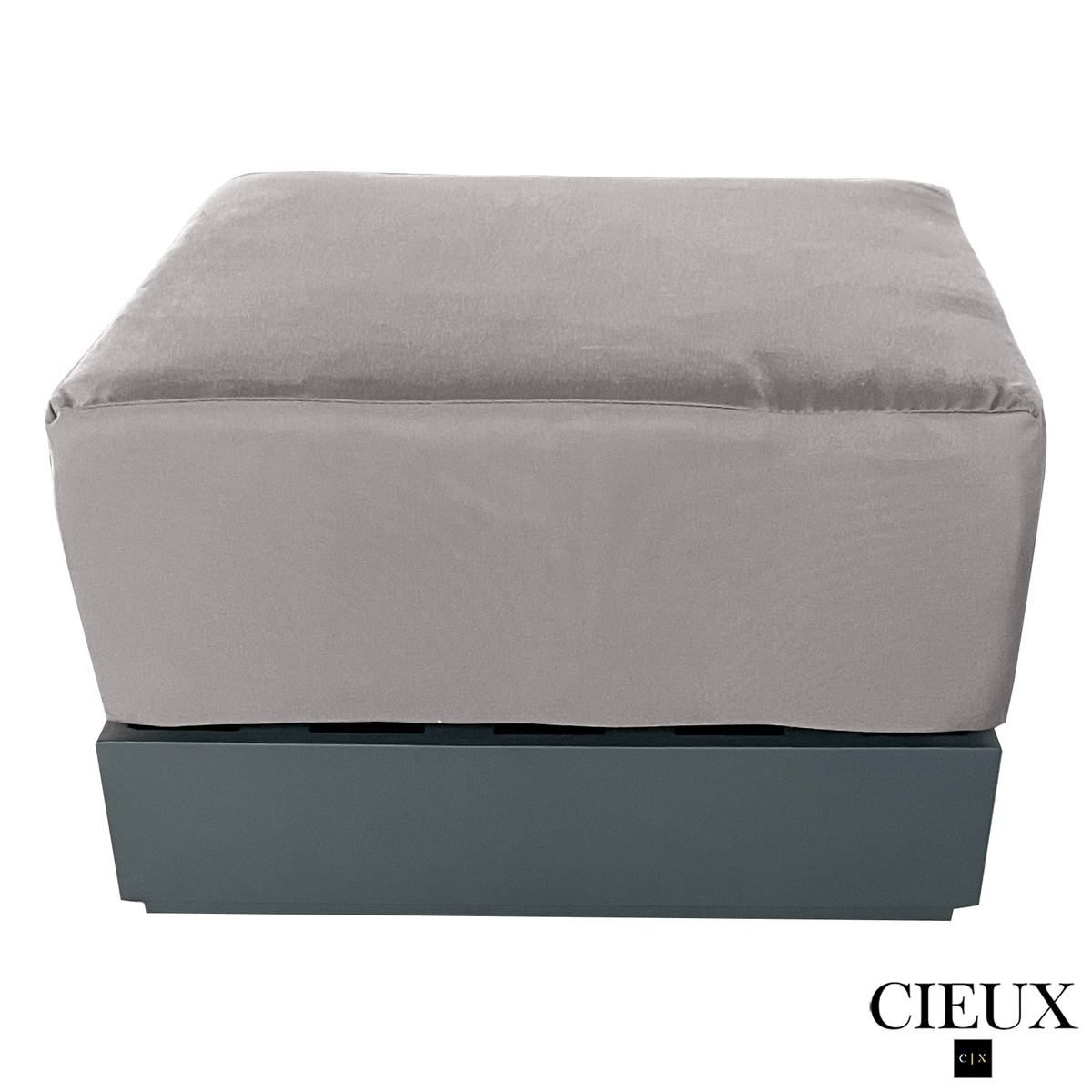 CIEUX Lyon Outdoor Patio Aluminum Metal Medium Sectional Sofa in Midnight Grey with Sunbrella Cushions, image 16