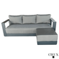 CIEUX Sectional Lyon Outdoor Patio Aluminum Metal Medium Sectional Sofa in Midnight Grey with Sunbrella Cushions in Canvas Charcoal