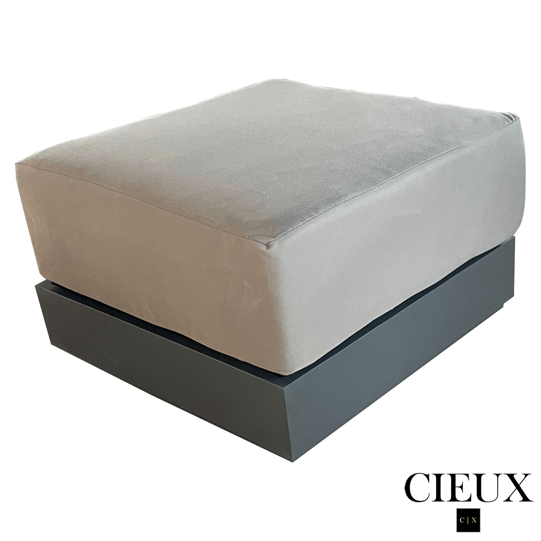 CIEUX Sectional Lyon Outdoor Patio Aluminum Metal Medium Sectional Sofa in Midnight Grey with Sunbrella Cushions in Canvas Charcoal