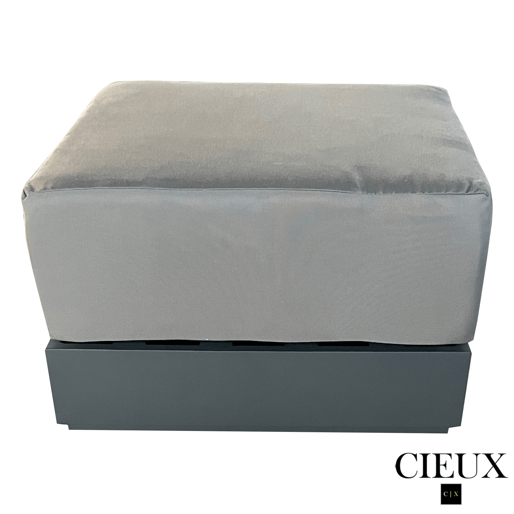 CIEUX Sectional Lyon Outdoor Patio Aluminum Metal Medium Sectional Sofa in Midnight Grey with Sunbrella Cushions in Canvas Charcoal