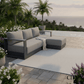 CIEUX Lyon Outdoor Patio Aluminum Metal Medium Sectional Sofa in Midnight Grey with Sunbrella Cushions in Canvas Charcoal, image 1