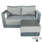 CIEUX Sectional Lyon Outdoor Patio Aluminum Metal Small Sectional Sofa in Midnight Grey with Sunbrella Cushions in Canvas Charcoal