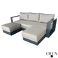 CIEUX Lyon Outdoor Patio Aluminum Metal U Shaped Sectional Sofa in Midnight Grey with Sunbrella Cushions, image 9