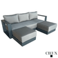 CIEUX Sectional Lyon Outdoor Patio Aluminum Metal U-Shaped Sectional Sofa in Midnight Grey with Sunbrella Cushions in Canvas Charcoal