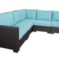 CIEUX Sectional Provence Outdoor Patio Wicker Rattan Modular Corner Sectional Sofa in Blue