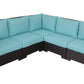 CIEUX Sectional Provence Outdoor Patio Wicker Rattan Modular Corner Sectional Sofa in Blue