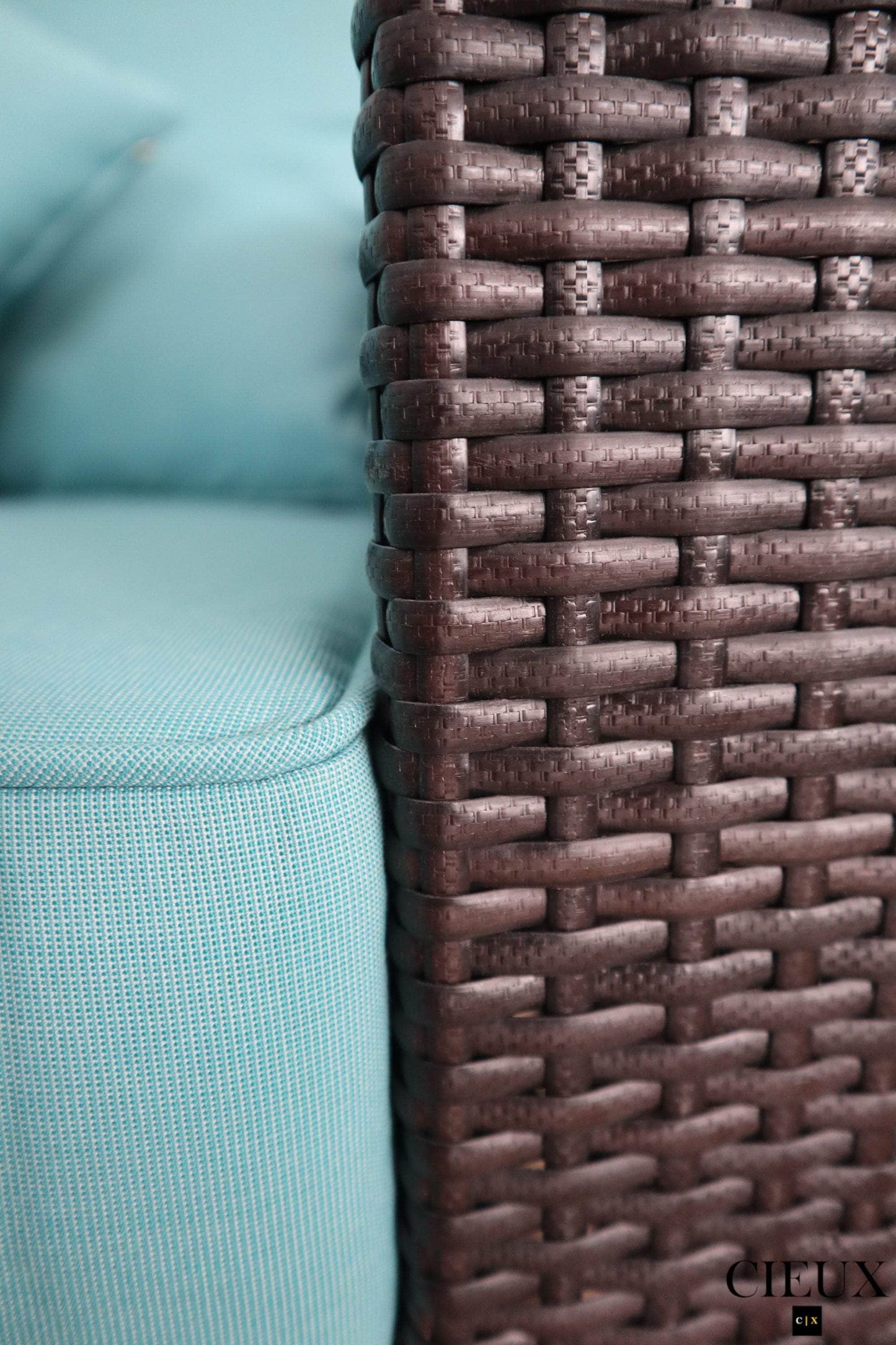 CIEUX Sectional Provence Outdoor Patio Wicker Rattan Modular Corner Sectional Sofa in Blue