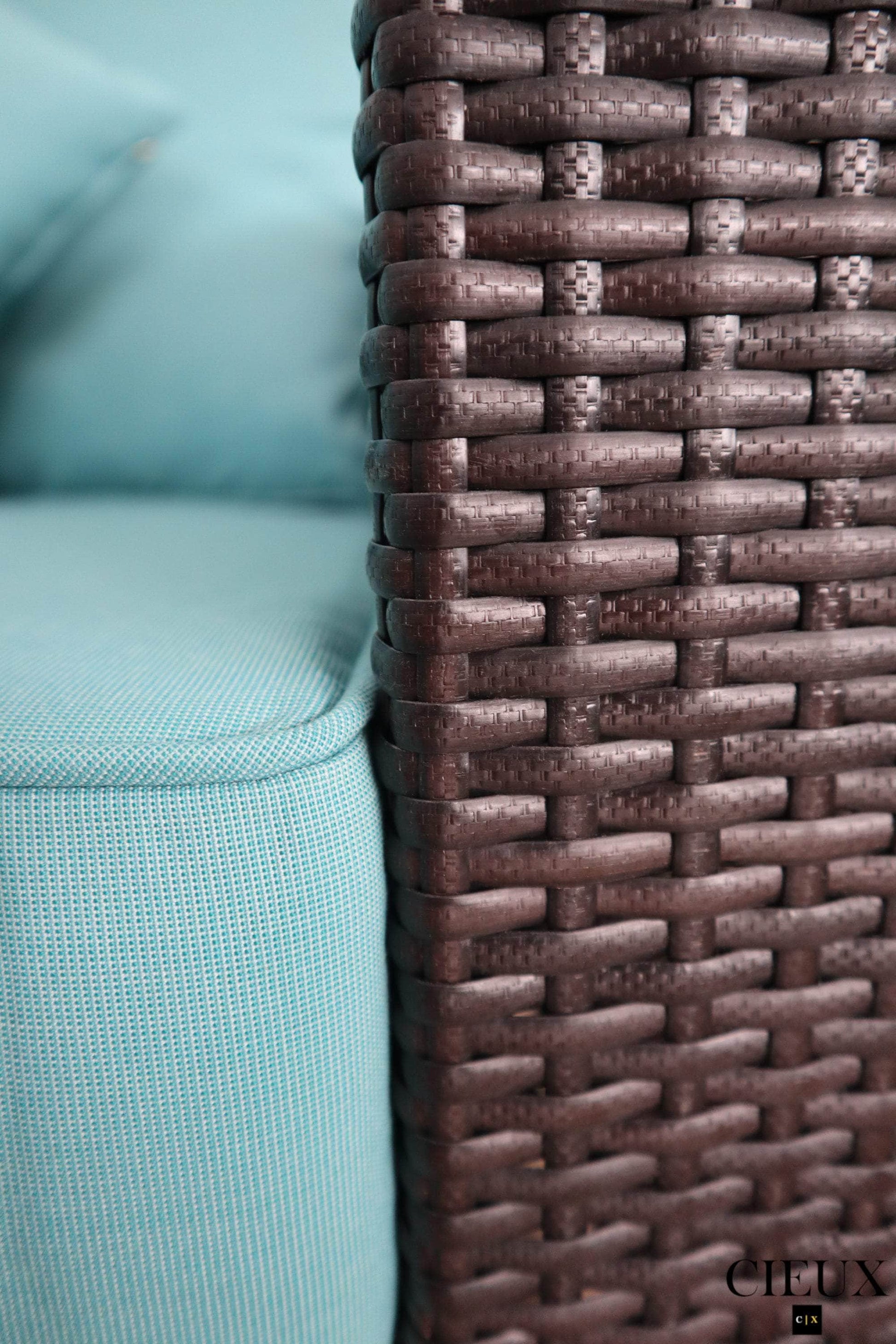 CIEUX Sectional Provence Outdoor Patio Wicker Rattan Modular Corner Sectional Sofa in Blue