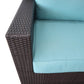 CIEUX Sectional Provence Outdoor Patio Wicker Rattan Modular Corner Sectional Sofa in Blue
