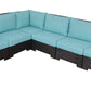 CIEUX Sectional Provence Outdoor Patio Wicker Rattan Modular L-Shaped Sectional Sofa in Blue