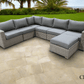 CIEUX Sectional Riviera Outdoor Patio Wicker L-Shaped Sectional Sofa and Ottoman Set in Grey with Sunbrella Canvas Charcoal Cushions