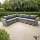CIEUX Sectional Riviera Outdoor Patio Wicker L-Shaped Sectional Sofa in Grey with Sunbrella Canvas Charcoal Cushions