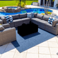 CIEUX Sectional Riviera Outdoor Patio Wicker Large Corner Sectional Sofa and Club Chair Set in Grey with Sunbrella Canvas Charcoal Cushions