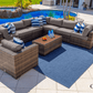 CIEUX Sectional Valence Outdoor Patio Wicker Large Corner Sectional Sofa, Club Chair and Coffee Table Set in Brown with Sunbrella Canvas Taupe Cushions