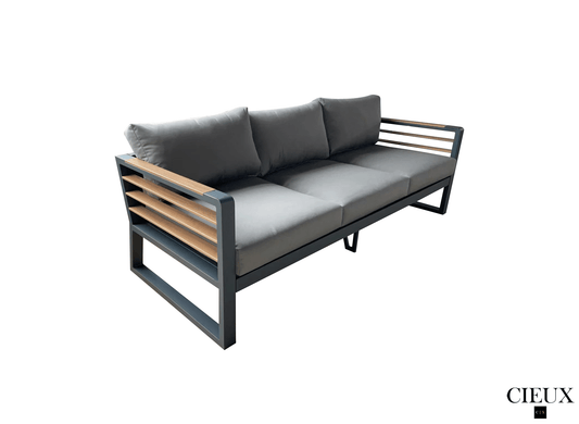 CIEUX Sofa Avignon Outdoor Patio Aluminum Metal Sofa in Black with Sunbrella Cushions - Available in 2 Colours