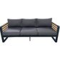 Avignon Outdoor Patio Aluminum Metal Sofa in Midnight Grey with Sunbrella Cushions in Canvas Charcoal